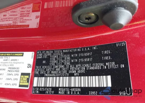 2025 Toyota Corolla Cross Le from USA, damaged, VIN 7MUBAABG3SV125179